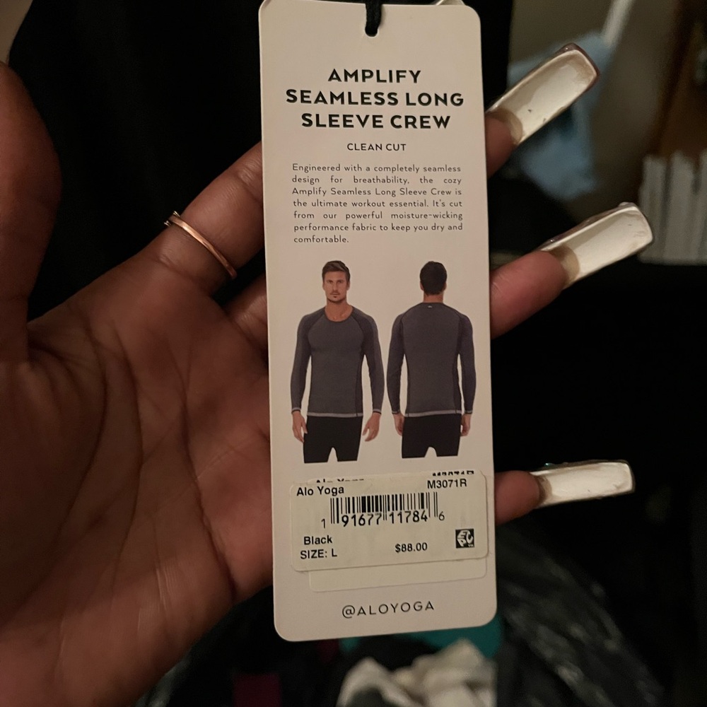 ALO Yoga Black Amplify Seamless Long Sleeve Crew